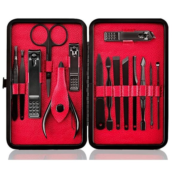 

manicure pedicure set 15 pcs with portable travel case picture color