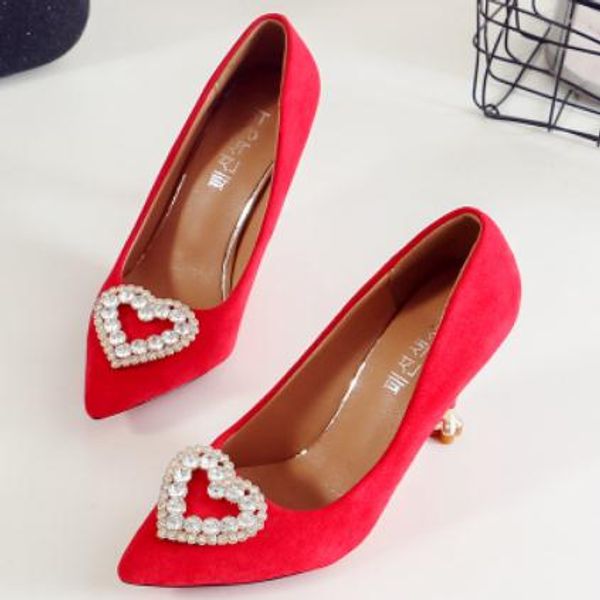 

women's shoes in spring and autumn high fine heel pointed end suede@6061, Black