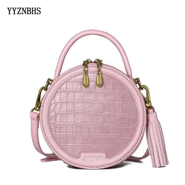 

genuine leather shoulder bag women round bag handbags ladies crossbody bags for women 2019 circle bags tassel sac a main