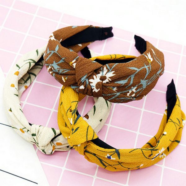 

knotted headband yellow flower knot headband fabric hair accessories head band knotted headband hairclippersstore lhvqg, Black;brown