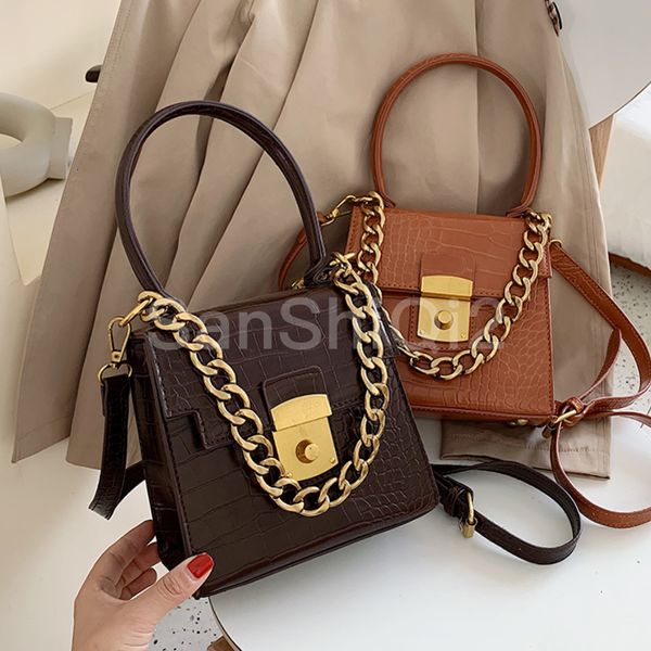 

fashion vintage female tote bag 2019 new quality pu leather women's handbag crocodile pattern shoulder messenger bag