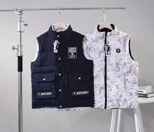 

mens designer jacket vest parkas down coat sleeveless brand windbreaker men women warm brand coat vest luxury double-sided wear jacket, Black;white