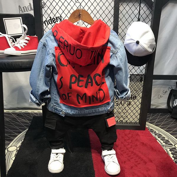 

children's suit cotton baby cowboy hoodies + t-shirts + pants 3pcs clothing set autumn winter baby boys kids clothing set, White