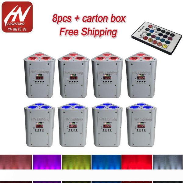 

8pcs led wedge par 3x18w rgbwauv wireless dmx led par light battery led uplight par for dj weddings