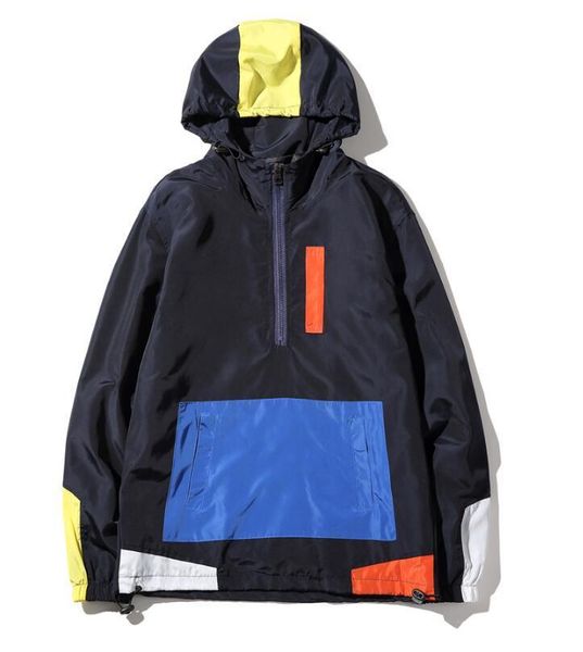 

mens jackets hoody patchwork jacket windbreaker hip hop wind breaker jaqueta masculina asian size m-5xl ing, Black;brown
