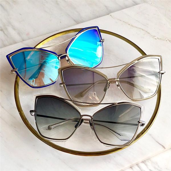 

new luxury designer sunglasses woman 22035 charming cat eye frame avant-garde popular style uv-resistant 400 lens outdoor glasses, White;black