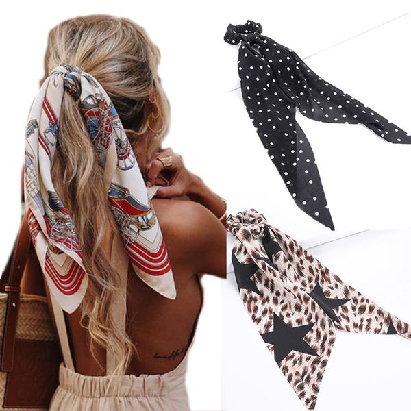 

haimeikang spring hair bow ties scrunchies ponytail hair rope for women triangle flower print elastic bands accessories