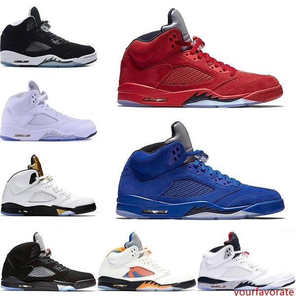 

discount mens 5 5s basketball shoes international flight blue suede og metallic black oreo white cement fire red sport sneaker size 41-47