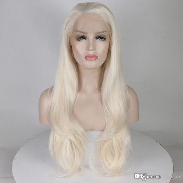 Platinum Blonde Synthetic Lace Front Wig With Baby Hair Heat