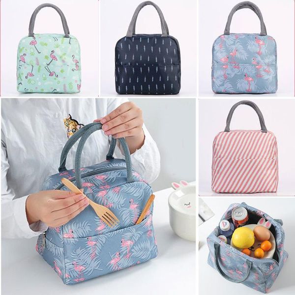 

2020 waterproof portable lunch bag thermal insulated snack carry tote bag travel picnic storage pouch, Blue;pink