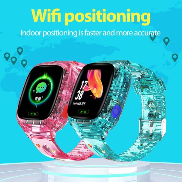

children's smart phone watch wifi-gps positioning two-way call 2g memory ip67 waterproof hd front camera watch, Blue