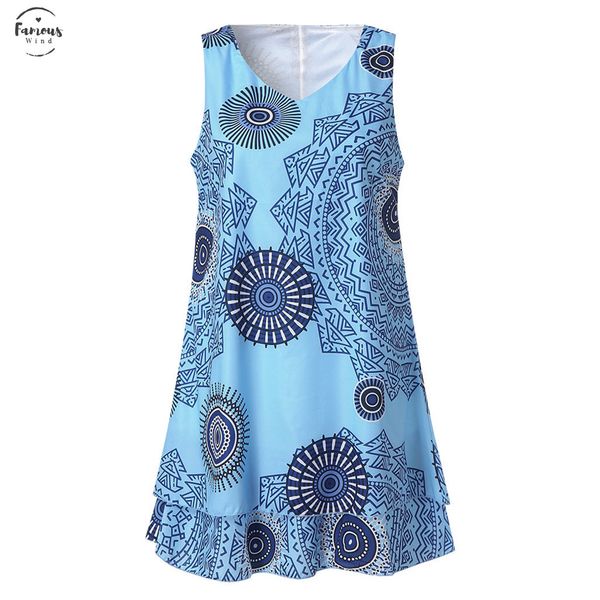 

summer dress women plus size casual v neck loose womens plus size print midi loose shift sleeveless tank vest n05, Black;gray