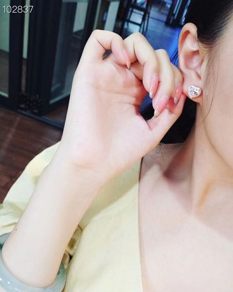

fashion-classic designer s925 sterling silver big shinning zircon heart stud earrings for women jewelry, Golden