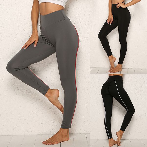 

sfit push up yoga pants women striped gym leggings fitness pants for female running gym workout clothes sportswear mujer, White;red