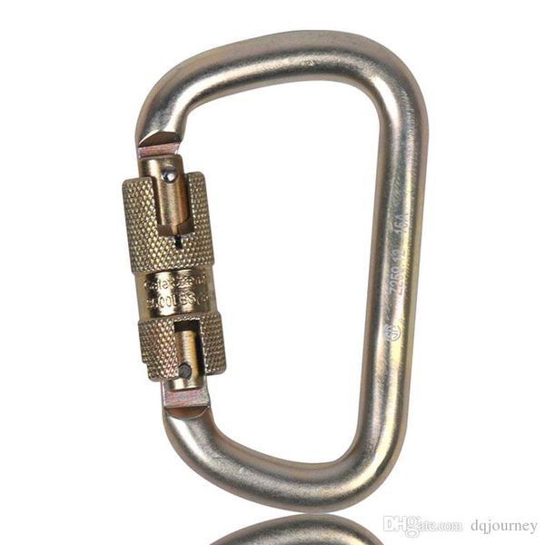 

famous 45kn rock climbing d-shaped locking carabiner for attaching devices to a harness climbing main locks