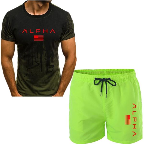 

men's summer sports suit thin short sleeve t-shirt + beach shorts new fashion men's casual suit shorts + t-shirt 2 pieces, Gray