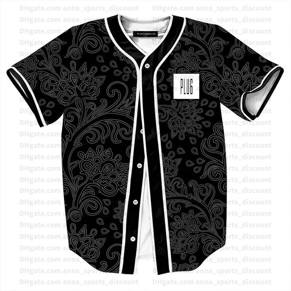 

2020 new baseball uniform street style cashew flower printing custom series comfortable and loose breathable t-shirt, Blue;black