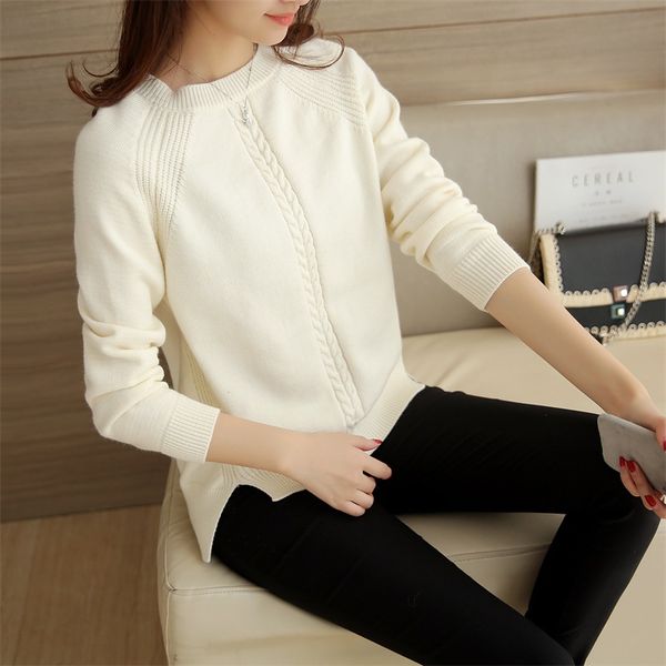 

women pullover female sweater 2019 fashion autumn winter warm casual loose knitted, White;black