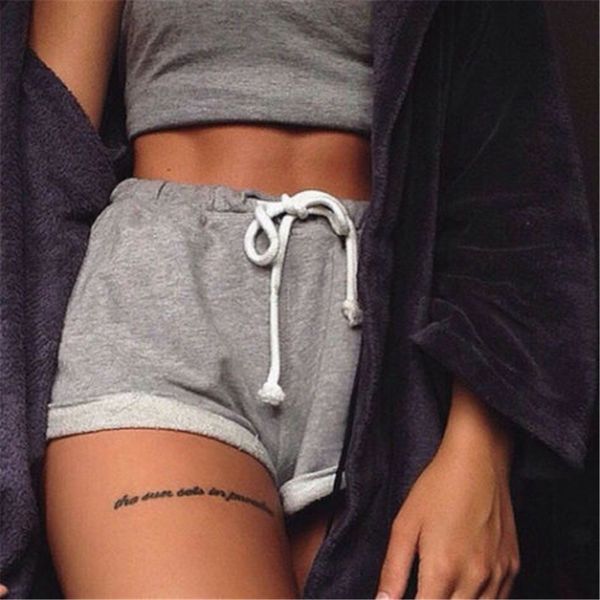 

women casual running sports shorts gym jogging waistband summer ants us 6.4, White;black