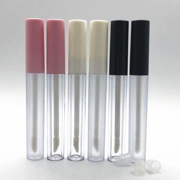 2019 neuer heißer Verkauf 2,5 ml mattierter Lipgloss-Kunststoffschlauch, leerer Lippenbalsambehälter mit weißem/rosa Deckel, runde Lipgloss-Flaschen LX2078