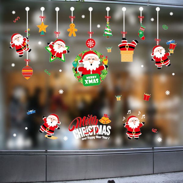 

merry christmas removable diy santa claus gift cartoon wall stickers for shop window glass cabinet home décor