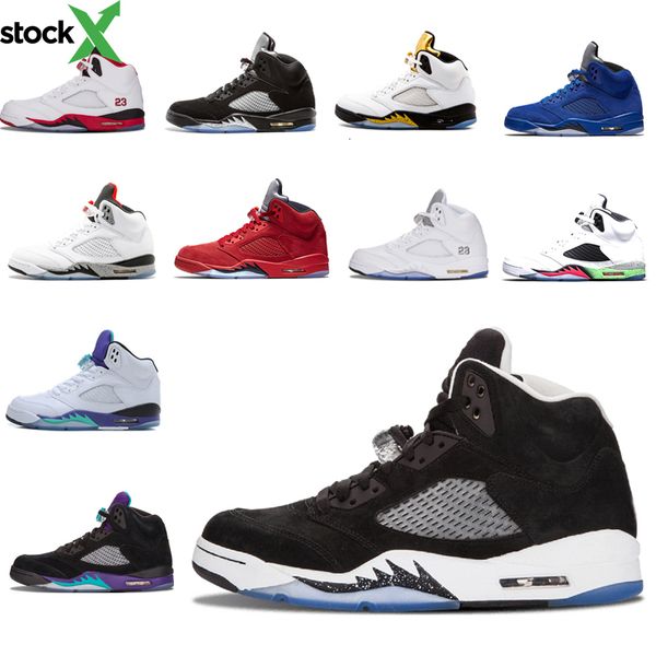 

new oreo basketball shoes 5 5s blue suede red suede olympic gold black grape og white cement sports sneakers size 41-47