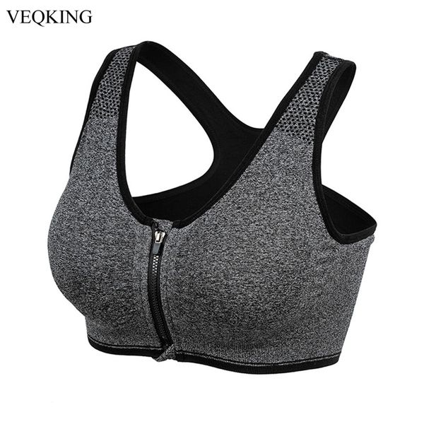 

veqking zipper push up women sports brassiere,padded wireshockproof breathable sports ,fitness gym yoga bra top, White;black