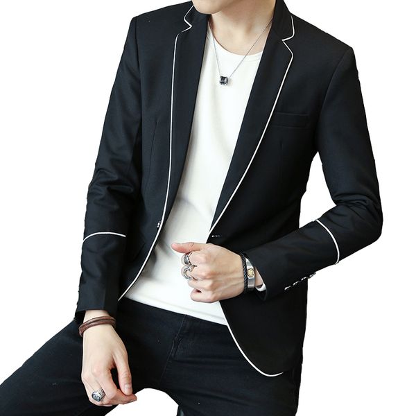 

2018 мужская одежда повседневная блейзеры пиджак падение доставка slim fit m-3xl белый край на передней кромке оптовая черный серый мужской, White;black