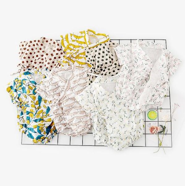 

baby clothing kids Short Sleeve Banana Flower Polka Dots Print Romper 100% cotton baby romper Baby & Kids Clothing