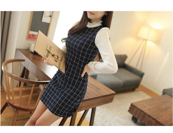 

blue splicing render dress, Black;gray