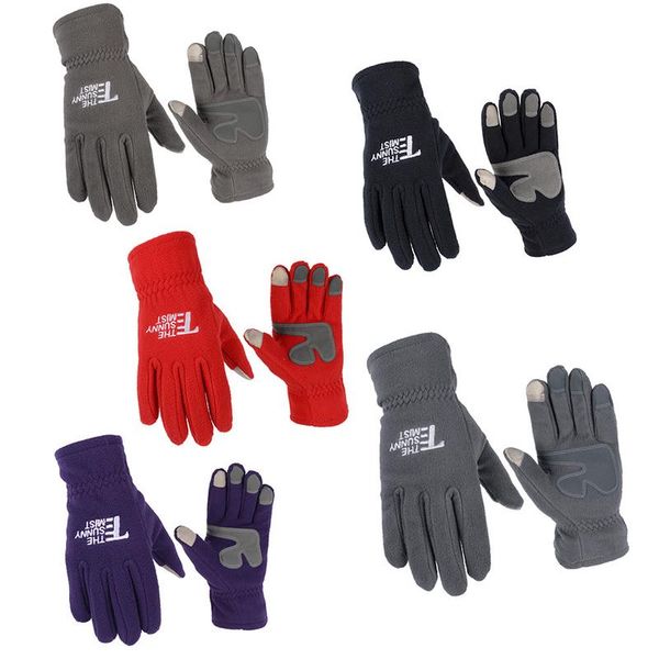 

touch-screen cold-proof warm fleece gloves for men and women autumn and winter outdoor sports cycling climbing driving skiing, Black;gray