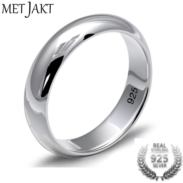 

metjakt simple classic couple rings solid 925 sterling silver glossy love ring for women and men wedding jewelry, Slivery;golden