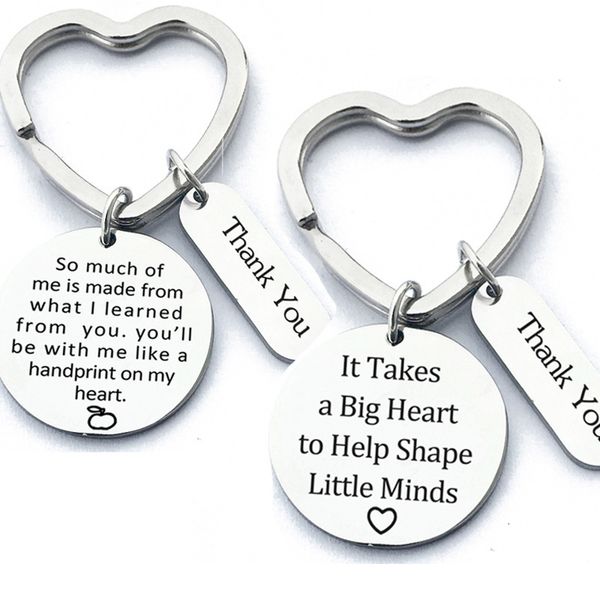 

teacher's day teacher gift stainless steel key buckle english lettering key buckle, Slivery;golden