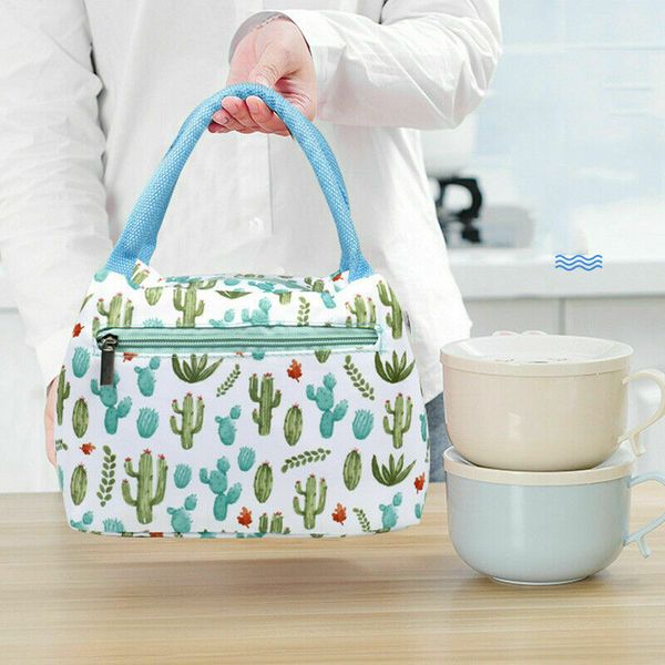 

portable printed lunch bag outdoor insulated thermal cool picnic bags, Blue;pink