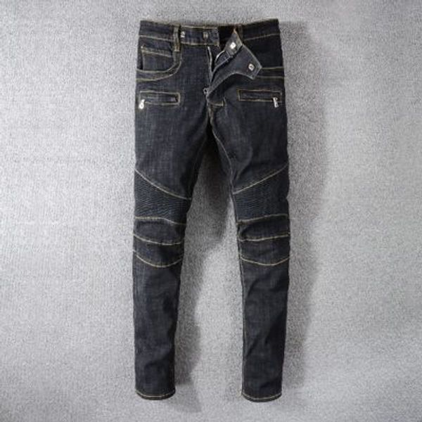 

мода новые мужские джинсы прохладный мужская одежда старый побитый jeans fashion designer straight jeans причинная denim брюки street style, Blue