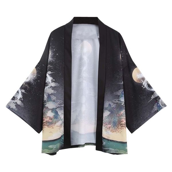 

mens cardigan national print loose men's clothing mens jacket kimono shirt yori haori yukata coat baggy summer, White;black