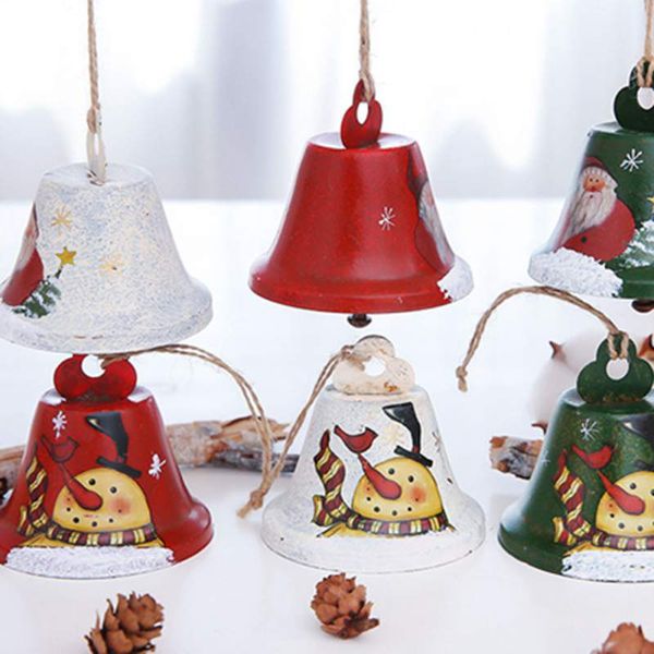 

christmas bells wrought iron painted clock hanging decoration christmas tree bell colorful pendant zh1