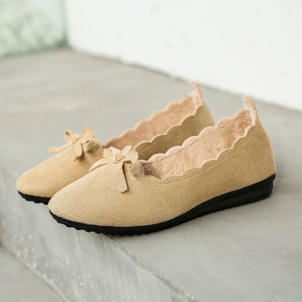 

new arrival loafers women warm cotton shoes 2019 autumn outdoor bow flats non-slip comfortable leather shoes women sneakers, Black