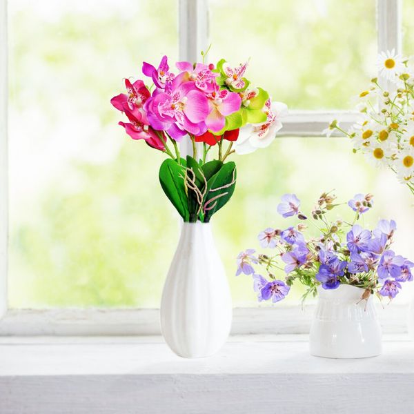 

1pcs 3 heads artificial simulation butterfly orchid bouquet for wedding diy decoration flower party home table decoration supply
