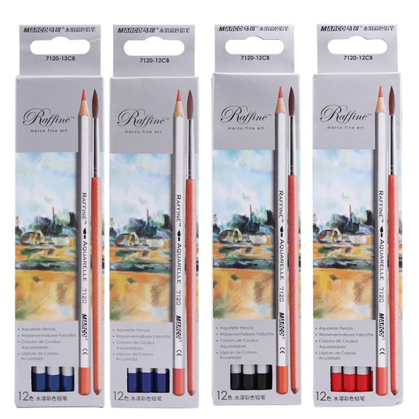

12pcs marco 7120 water soluble colored pencil red blue lead drawing pencil set art supplies color pencils