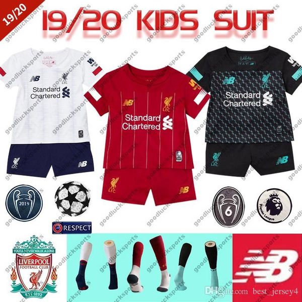 

201920 liverpool 13 kid kit uk euro ize 16 28 100 occer jer ey m alah virgil a becker mane firmino home away third gk foo, Black