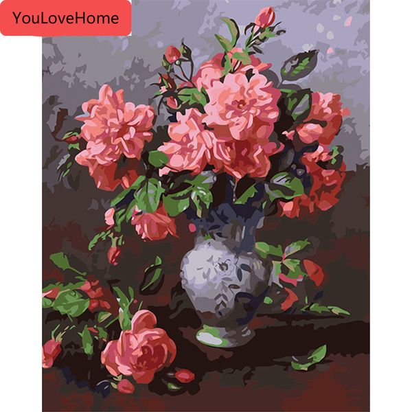 

paint by numbers flowers handpainted kits drawing home decoration art gift diy oil painting for adults pictures canvas