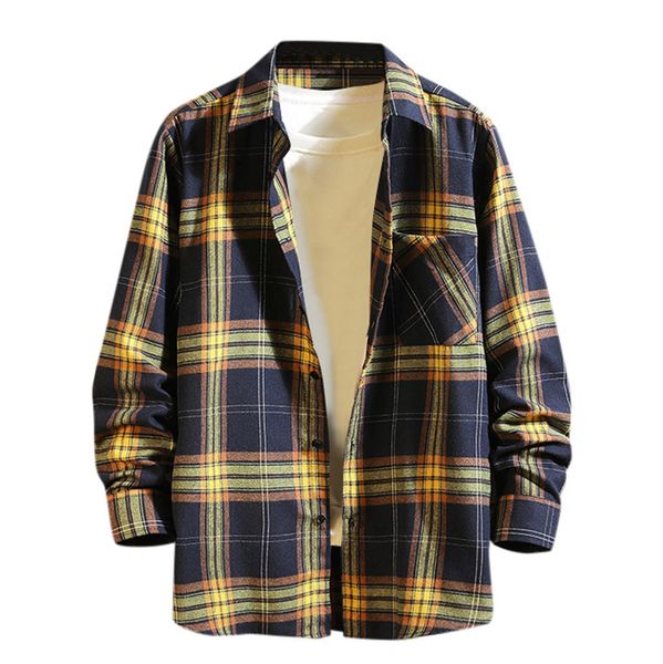 

long sleeves plaid shirts men button up casual checkered korean shirt for man 2019 autumn winter fashion clothing #3, White;black