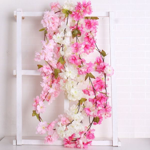 

177cm artificial vine silk flower garland hanging floral rattan simulative pink flower string for wedding party decor new
