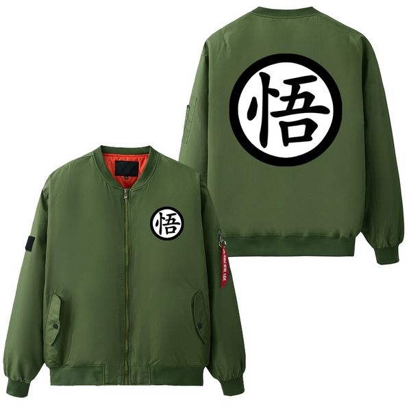 

fashion coats goku word cosplay baseball windbreaker anime thicken casual flight bomber jackets men coat, Black;brown