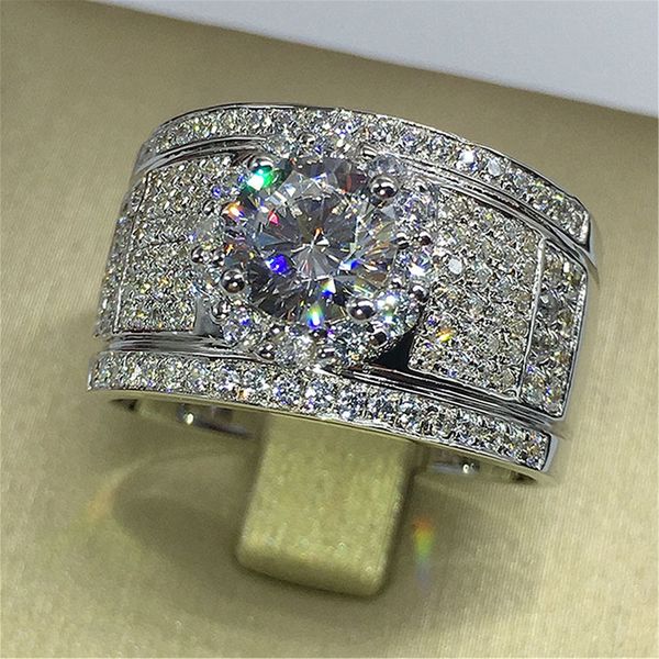 Moda 925 prata esterlina paev cz anel 2ct simulado diamante noivado casamento para homens mulheres safira jóias tamanho 5-10 menino presente t14v