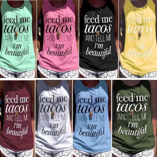 

women voyage printed letter tank sleeveless t-shirt blouse casual vest loose summer shirts home clothing 12 colors fa2723, Blue;gray