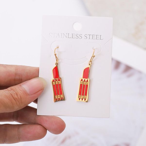 

g.ycx new fashion miyuki black red mouth lips lipstick drop earrings femme hip hop geometric long earring nightclub jewelry, Silver