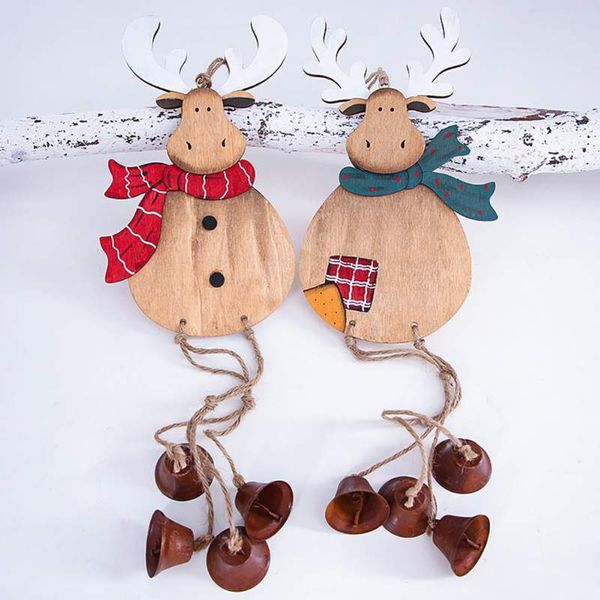 

christmas wooden pendant elk bell hanging decorations christmas tree bell pendant