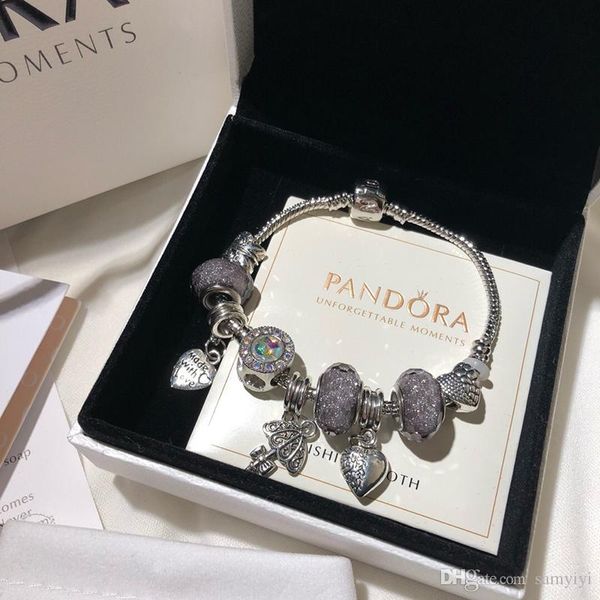 

pandora luxury designer jewelry women bracelets charm bracelet stainless steel screw cuff bracciali gift bracciale de donna original box, Golden;silver